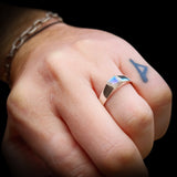 (R) Solid 925 Sterling Silver & Natural Moonstone Channel Setting Ring
