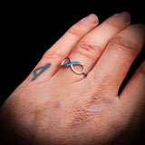 (Q) Solid 925 Sterling Silver & Created Opal Infinity Ring