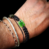 NZ Greenstone Pounamu One Off Macrame Bracelet (1A3-814)