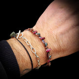 Electroformed Copper & Natural Raw Aquamarine with Raw Pink Tourmaline Bracelet
