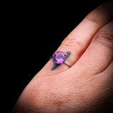 Solid 925 Sterling Silver & Natural Amethyst 8mm Faceted Clawed Signet Ring