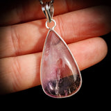 Silver Plated Natural Amethyst Handmade Pear Shaped Necklace (30X46)