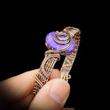 Handmade Copper & Natural Charoite Wrap Cuff Bracelet