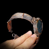 Handmade Copper & Natural Labradorite Wrap Cuff Bracelet