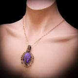 Handmade Copper & Natural Charoite Wire Wrap Necklace