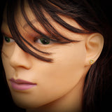 Solid 925 Sterling Silver Gold Lavender CZ Heart Stud Earrings