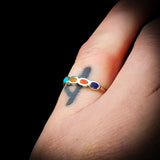 CLEARANCE (M) Solid 925 Sterling Silver & Mixed Gemstone 3.2mm Band Ring