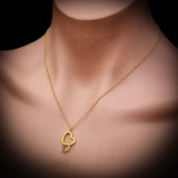 Gold 925 Sterling Silver Double Heart CZ Pendant Necklace