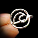 (Q) Solid 925 Sterling Silver Wave Ring