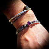 Solid 925 Sterling Silver & Natural Amethyst Handmade Cuff Bracelet