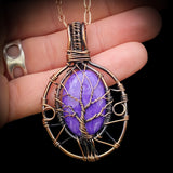 Handmade Copper & Natural Charoite Wire Wrap Necklace