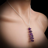 Solid 925 Sterling Silver & Natural Raw Amethyst Handmade Necklace
