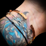 Electroformed Copper & Natural Raw Aquamarine with Raw Pink Tourmaline Bracelet