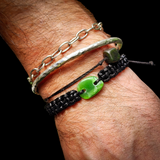 NZ Greenstone Pounamu One Off Macrame Bracelet (1A3-814)