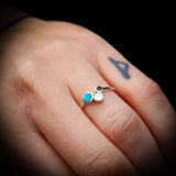 (O) Solid 925 Sterling Silver & Natural Turquoise, Moonstone, Onyx Ring
