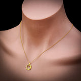 Solid 925 Sterling Silver Gold CZ Diamond Double Ring Necklace