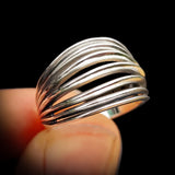 (Q) Solid 925 Sterling Silver 15mm Oxidized Spiral Cage Ring