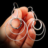 925 Sterling Silver 3x Round Set Hanging Italian Earrings