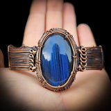 Handmade Copper & Natural Labradorite Wrap Cuff Bracelet