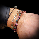 Electroformed Copper & Natural Raw Aquamarine with Raw Pink Tourmaline Bracelet