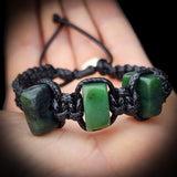 NZ Greenstone Pounamu One Off Macrame Bracelet (1A3-802)