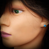 Solid 925 Sterling Silver & 7mm Created Opal Mountain Stud Earrings