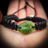 NZ Greenstone Pounamu One Off Macrame Bracelet (1A3-791)