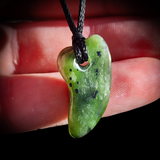 NZ Greenstone Pounamu Freeform Pendant Necklace (N747)