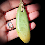 NZ Greenstone Pounamu Freeform Drop Pendant Necklace (N738)