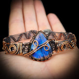 Handmade Copper & Natural Labradorite Wrap Cuff Bracelet