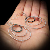 925 Sterling Silver 3x Round Set Hanging Italian Earrings