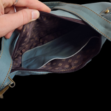 Genuine Leather Half Moon Handbag - Duck Egg