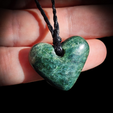 NZ Greenstone Pounamu Heart Pendant Necklace (N626)
