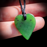NZ Greenstone Pounamu Heart Pendant Necklace (N710)