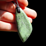 NZ Greenstone Pounamu Free Form Pendant Necklace (N486)