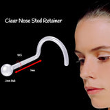 Clear Nose Stud Transparent  Curved Piercing Retainer - 18G