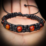 Polished Cognac Baltic Amber Macrame Bracelet
