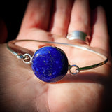 Solid 925 Sterling Silver & Natural Lapis Lazuli Cuff Bracelet