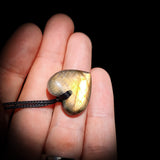 Natural Gold Labradorite Carved Heart Pendant Necklace (1BBB304)