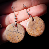 NZ Rhodonite Hanging Hook Earrings (N632)