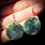 NZ Greenstone Pounamu Hanging Hook Earrings (N630)