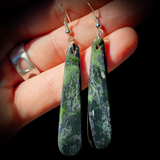 NZ Greenstone Pounamu Hanging Hook Earrings (N631)