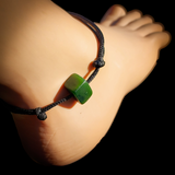 NZ Greenstone Pounamu One Off Macrame Anklet (1A3-826)