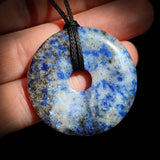 40mm Natural Sodalite Donut Pendant Necklace