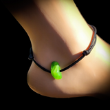 NZ Greenstone Pounamu One Off Macrame Anklet (1A3-825)