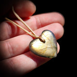 Natural Gold Labradorite Carved Heart Pendant Necklace (1BBB302)