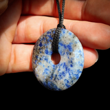 40mm Natural Sodalite Donut Pendant Necklace