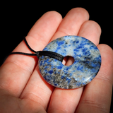 40mm Natural Sodalite Donut Pendant Necklace