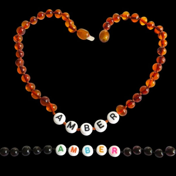 Custom Name Amber Teething Necklace