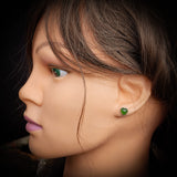 Nephrite Jade / Greenstone & Solid 935 Silver Heart Stud Earrings